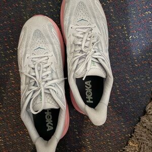 Hoka Women's White and Pink Athletic Shoes